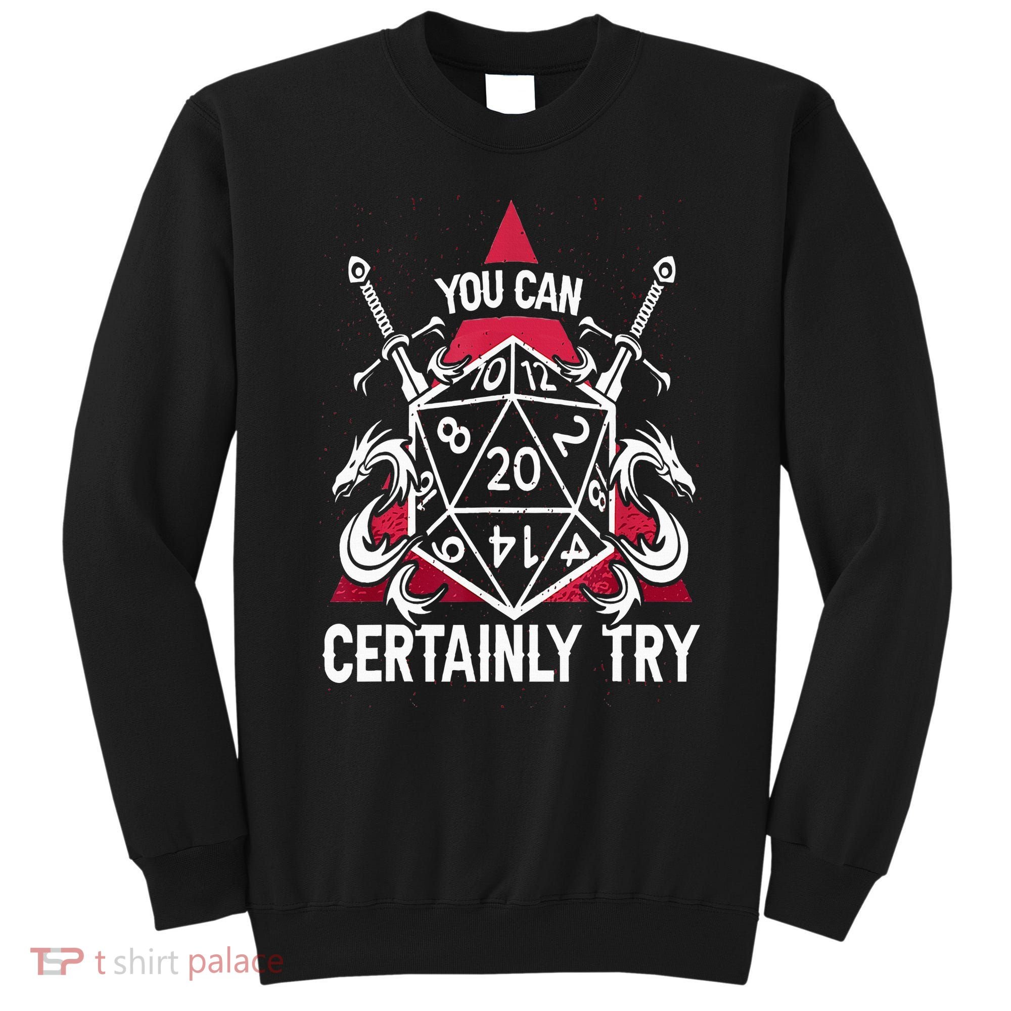 You Can Certainly Try D20 Dice Funny RPG Dragons Gamer Gift Sweatshirt