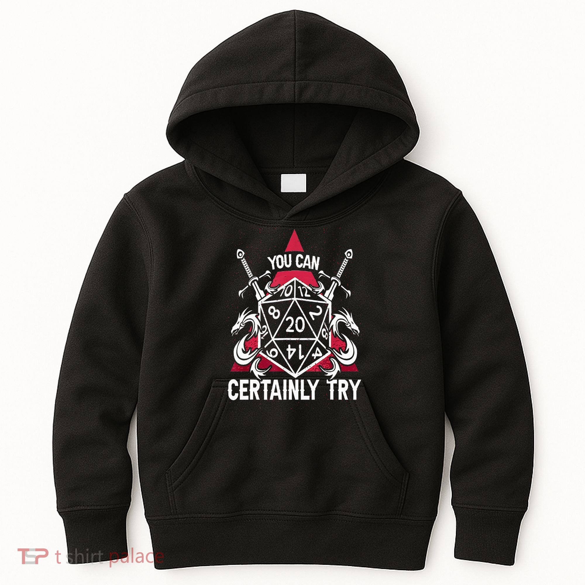 You Can Certainly Try D20 Dice Funny RPG Dragons Gamer Gift Kids Hoodie