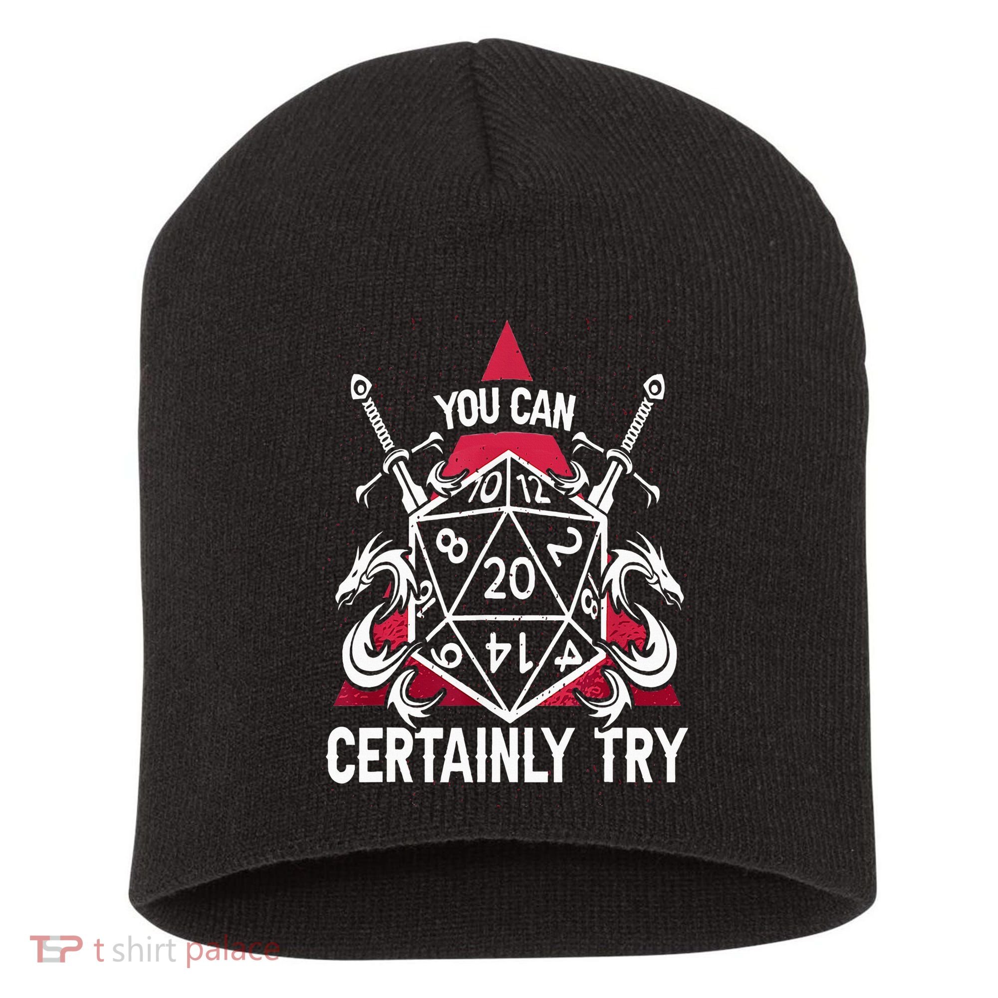 You Can Certainly Try D20 Dice Funny RPG Dragons Gamer Gift Short Acrylic Beanie