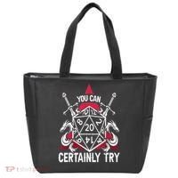 You Can Certainly Try D20 Dice Funny RPG Dragons Gamer Gift Tote Bag thumb 0