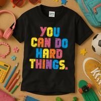 You Can Do Hard Things Motivational Quote Kids T-Shirt thumb 3
