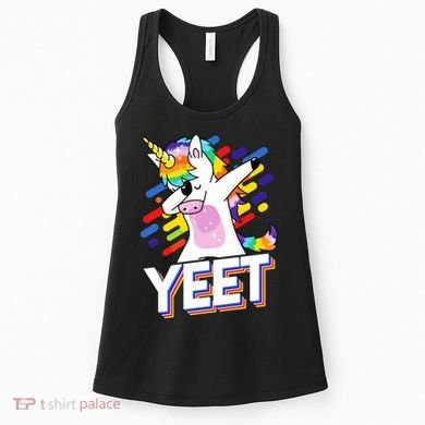 Yeet Colorful Dabbing Dancing Unicorn Women's Tank Top