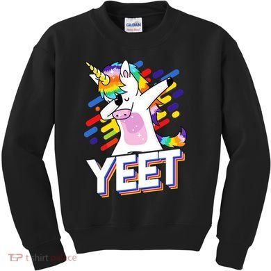Yeet Colorful Dabbing Dancing Unicorn Kids Sweatshirt