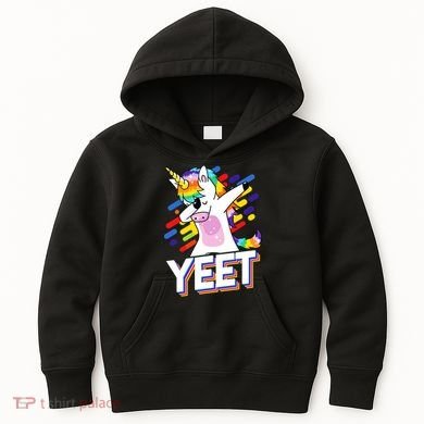 Yeet Colorful Dabbing Dancing Unicorn Kids Hoodie