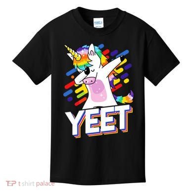 Yeet Colorful Dabbing Dancing Unicorn Kids T-Shirt