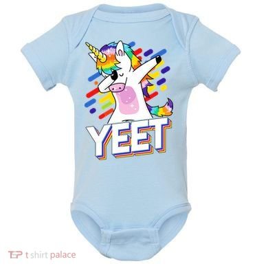 Yeet Colorful Dabbing Dancing Unicorn Baby Bodysuit