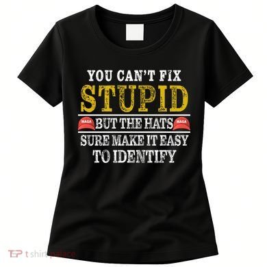 You Can't Fix Stupid But The Hats Sure Make It Easy To Identify Funny Women's T-Shirt