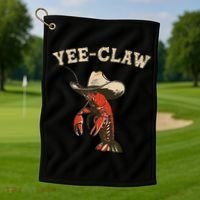Yee Claw! Funny Crawfish Cajun Seafood Festival Golf Towel thumb 1