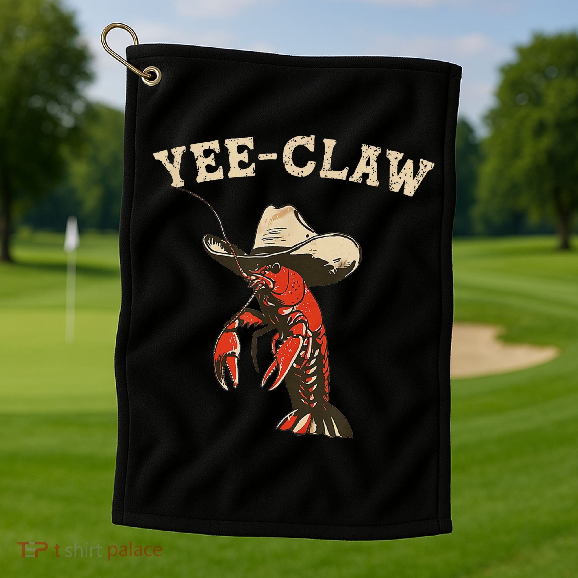 Yee Claw! Funny Crawfish Cajun Seafood Festival Golf Towel