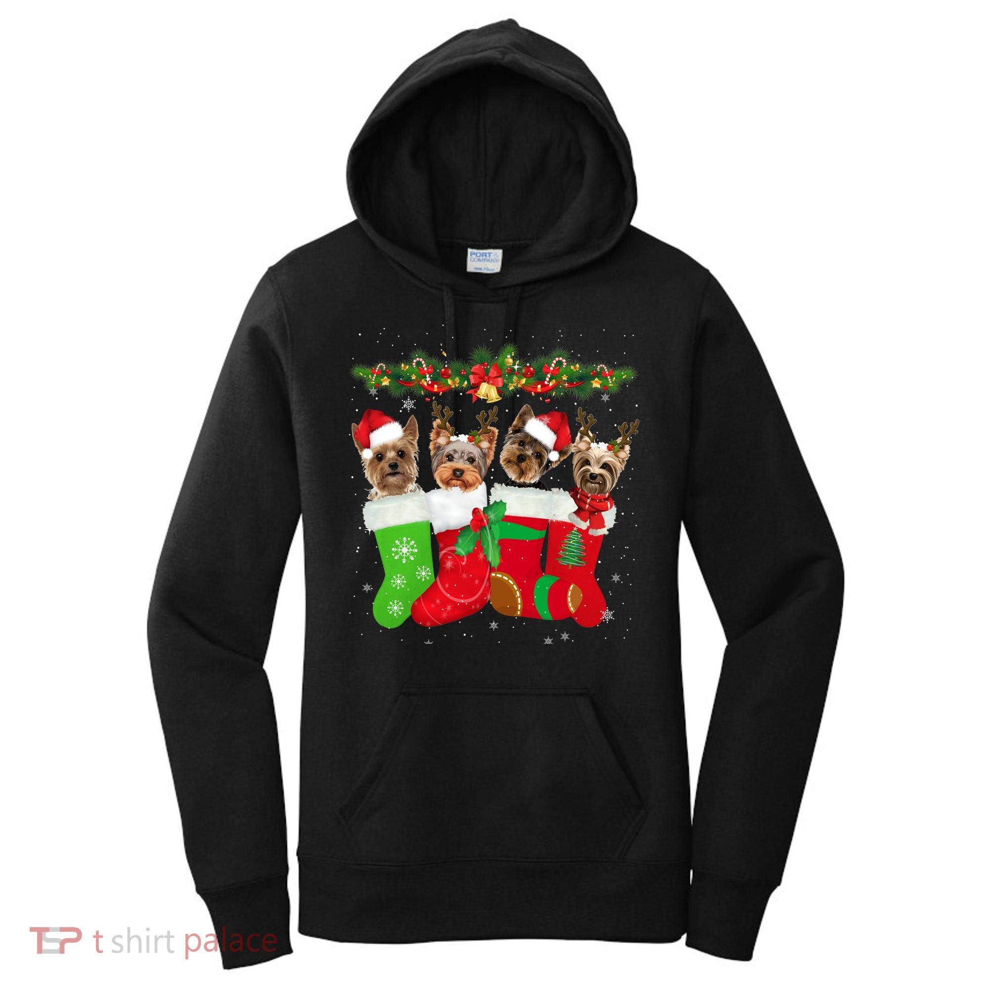 Yorkie Christmas Gift Stocking Dog Lover Xmas Gift Women's Hoodie