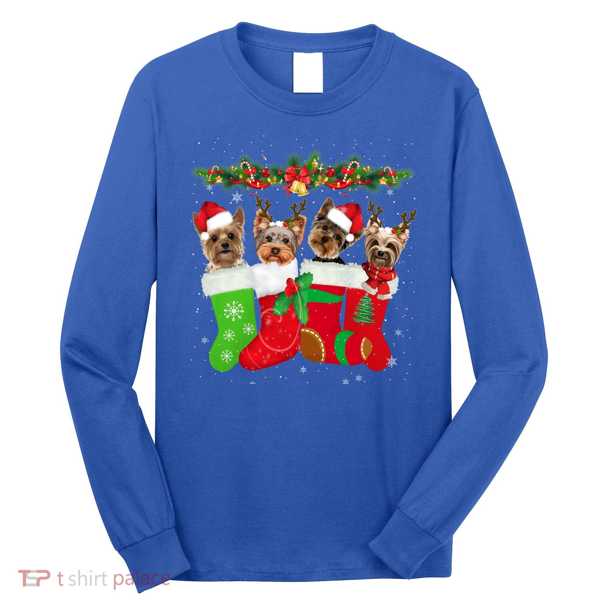 Yorkie Christmas Gift Stocking Dog Lover Xmas Gift Long Sleeve Shirt
