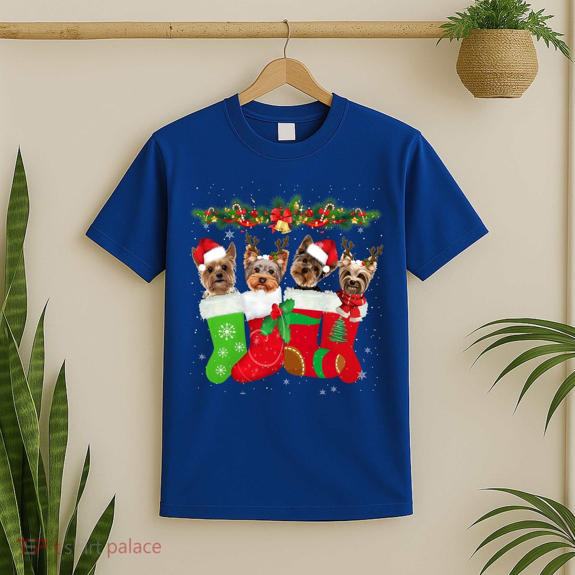 Yorkie Christmas Gift Stocking Dog Lover Xmas Gift T-Shirt