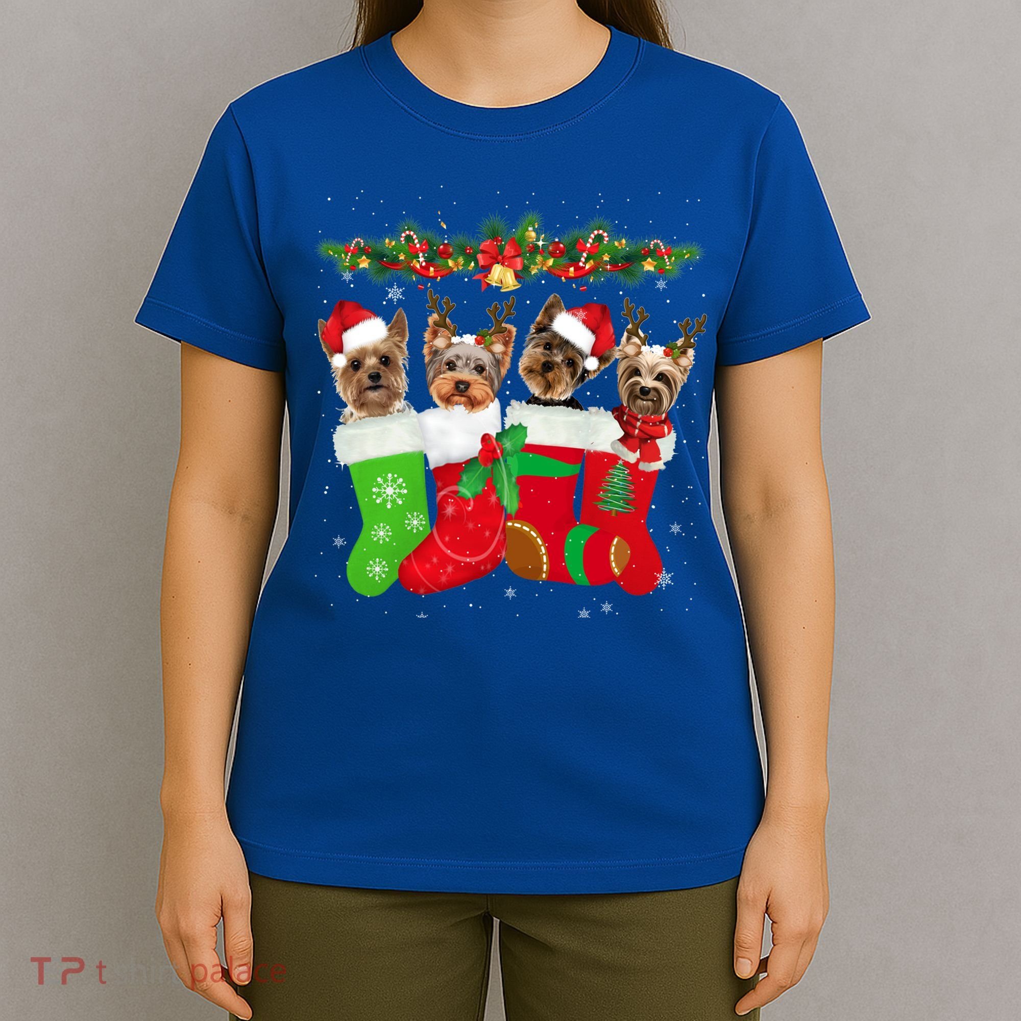 Yorkie Christmas Gift Stocking Dog Lover Xmas Gift T-Shirt