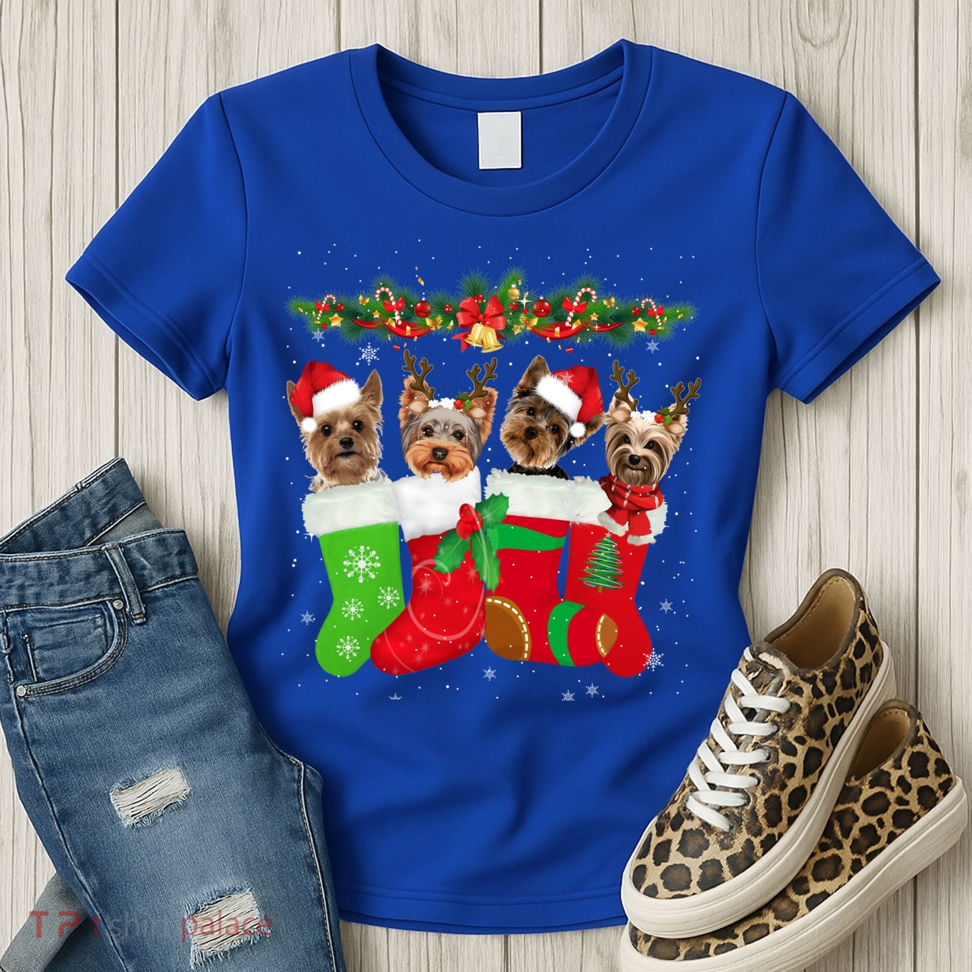 Yorkie Christmas Gift Stocking Dog Lover Xmas Gift Women's T-Shirt