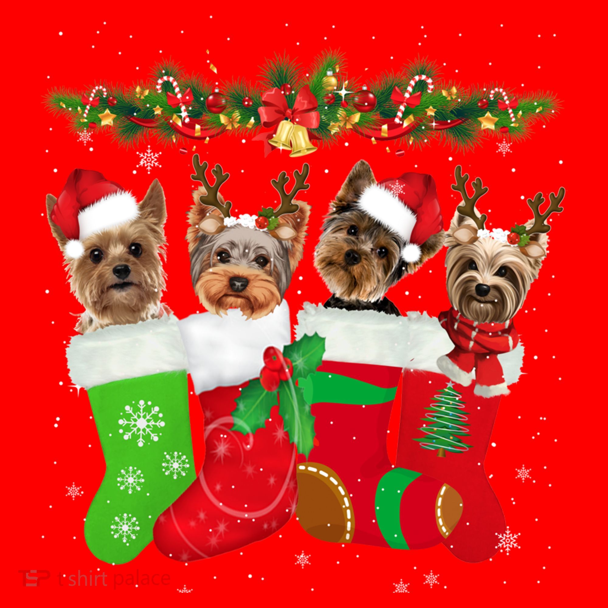 Yorkie Christmas Gift Stocking Dog Lover Xmas Gift Santa Hat