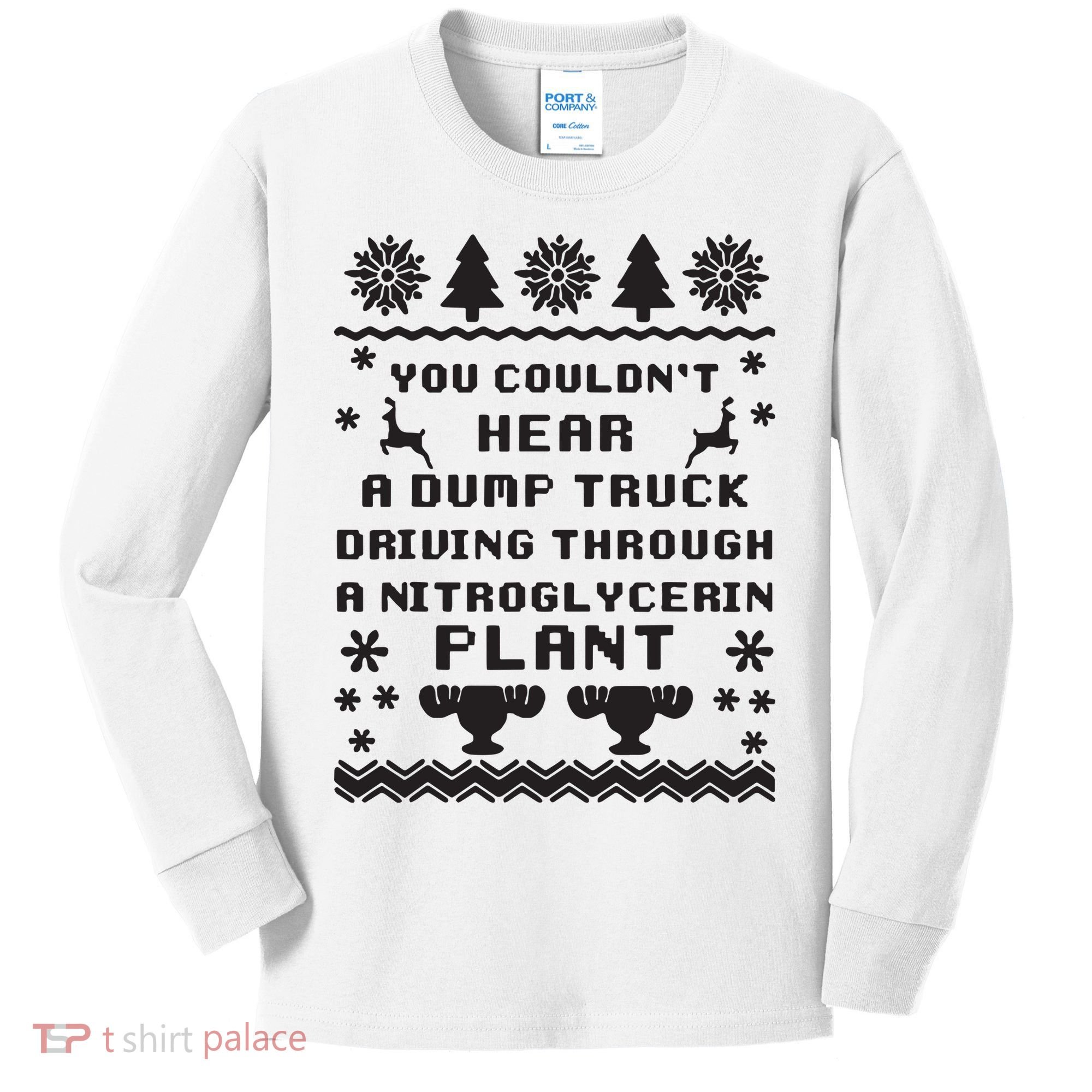 You Couldnt Hear A Dump Truck Ugly Christmas Kids Long Sleeve Shirt