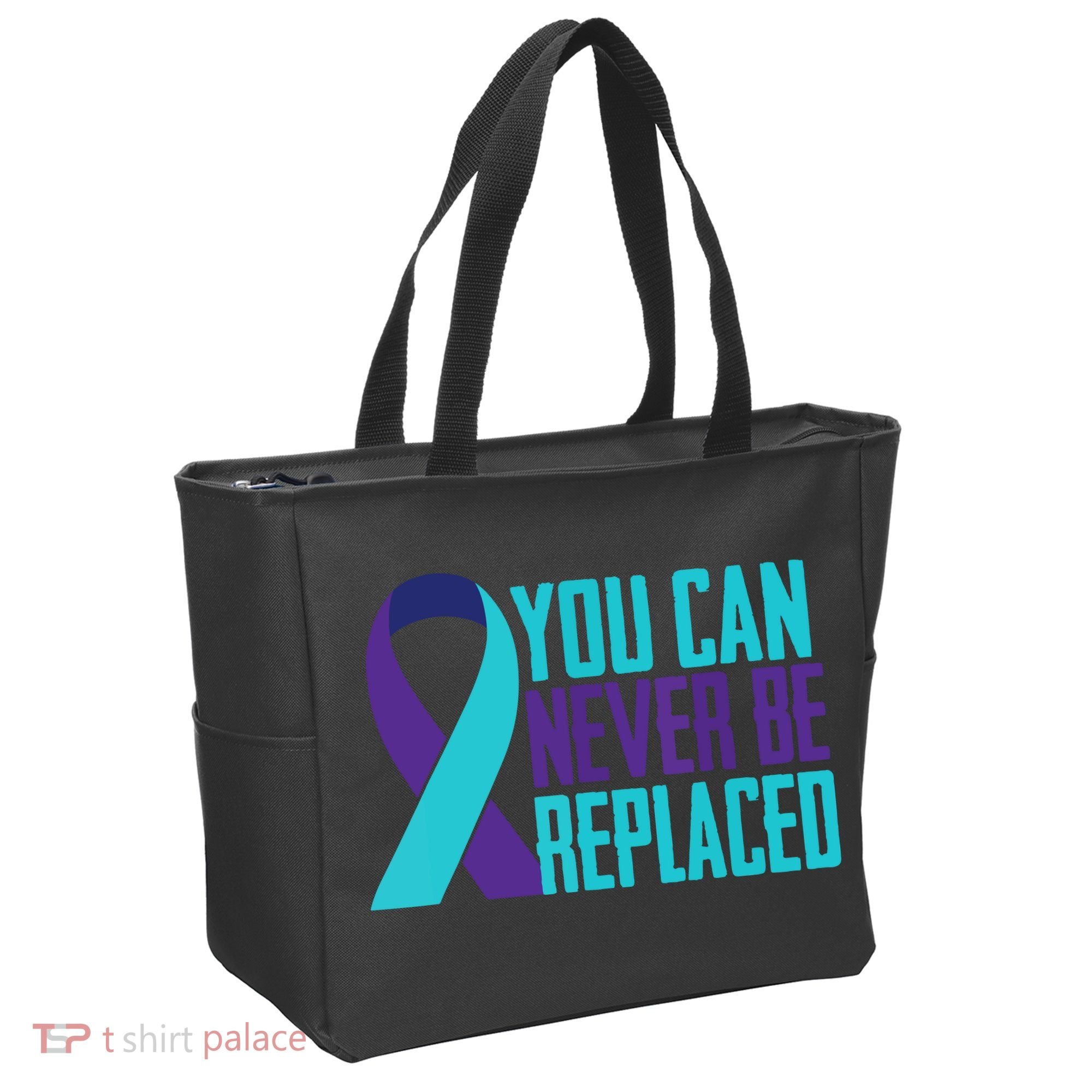You Can Never Be Replaced Suicide Awareness Tote Bag