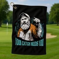 Your Catch Needs You Fishing Golf Towel thumb 1