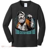 Your Catch Needs You Fishing Kids Long Sleeve Shirt thumb 0