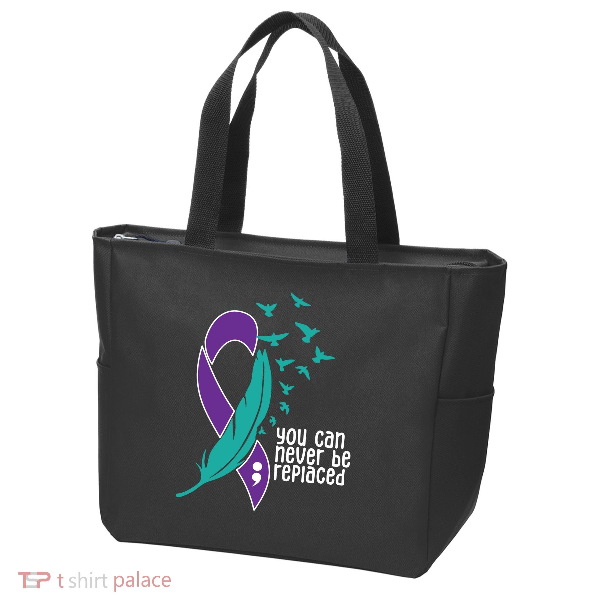 You Can Never Be Replaced Suicide Awareness Tote Bag