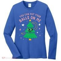 You Can Put Your Balls On Me Christmas Tree Women's Long Sleeve Shirt thumb 0