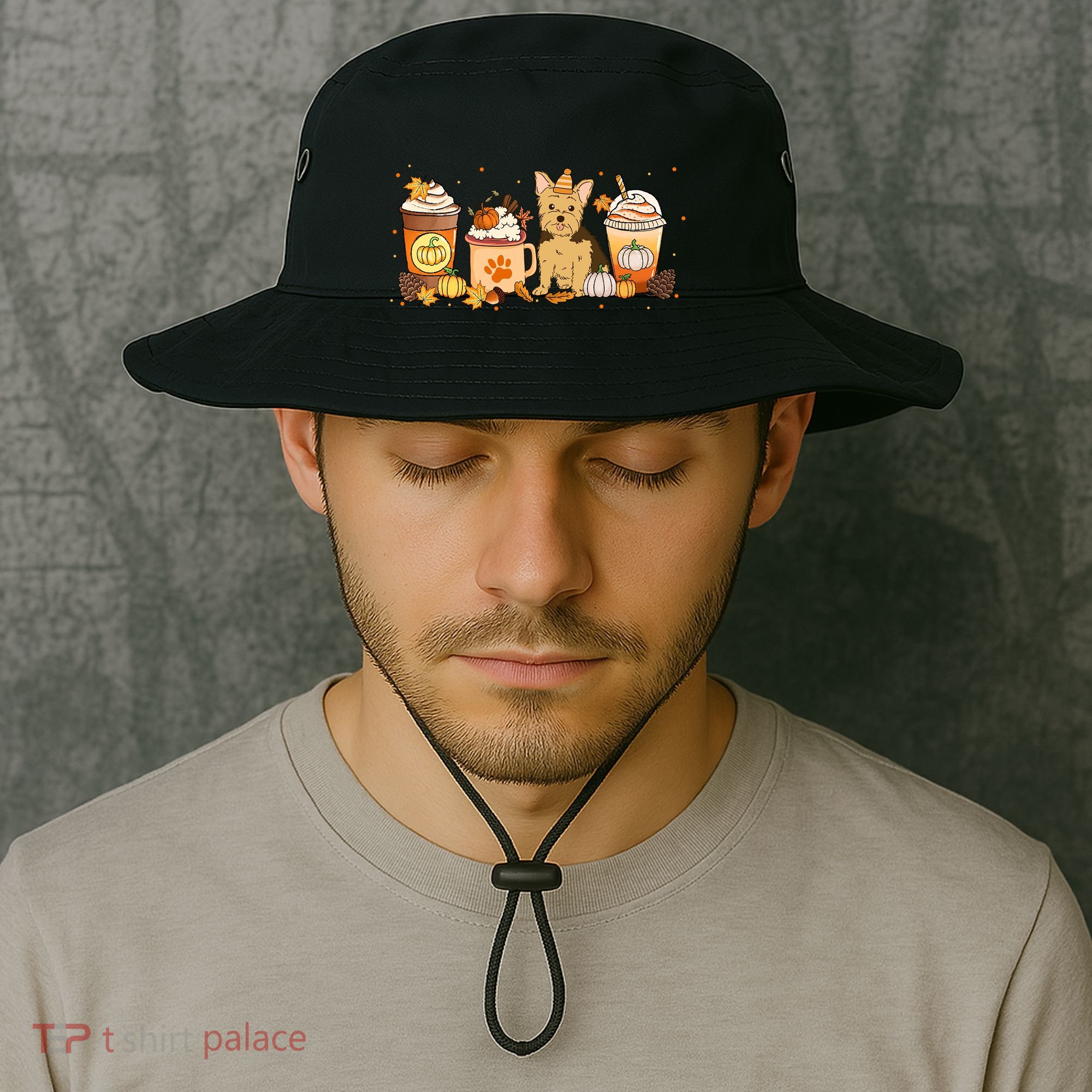 Yorkie Coffee Pumpkin Spice Dog Lovers Fall Thanksgiving Great Gift Bucket Hat