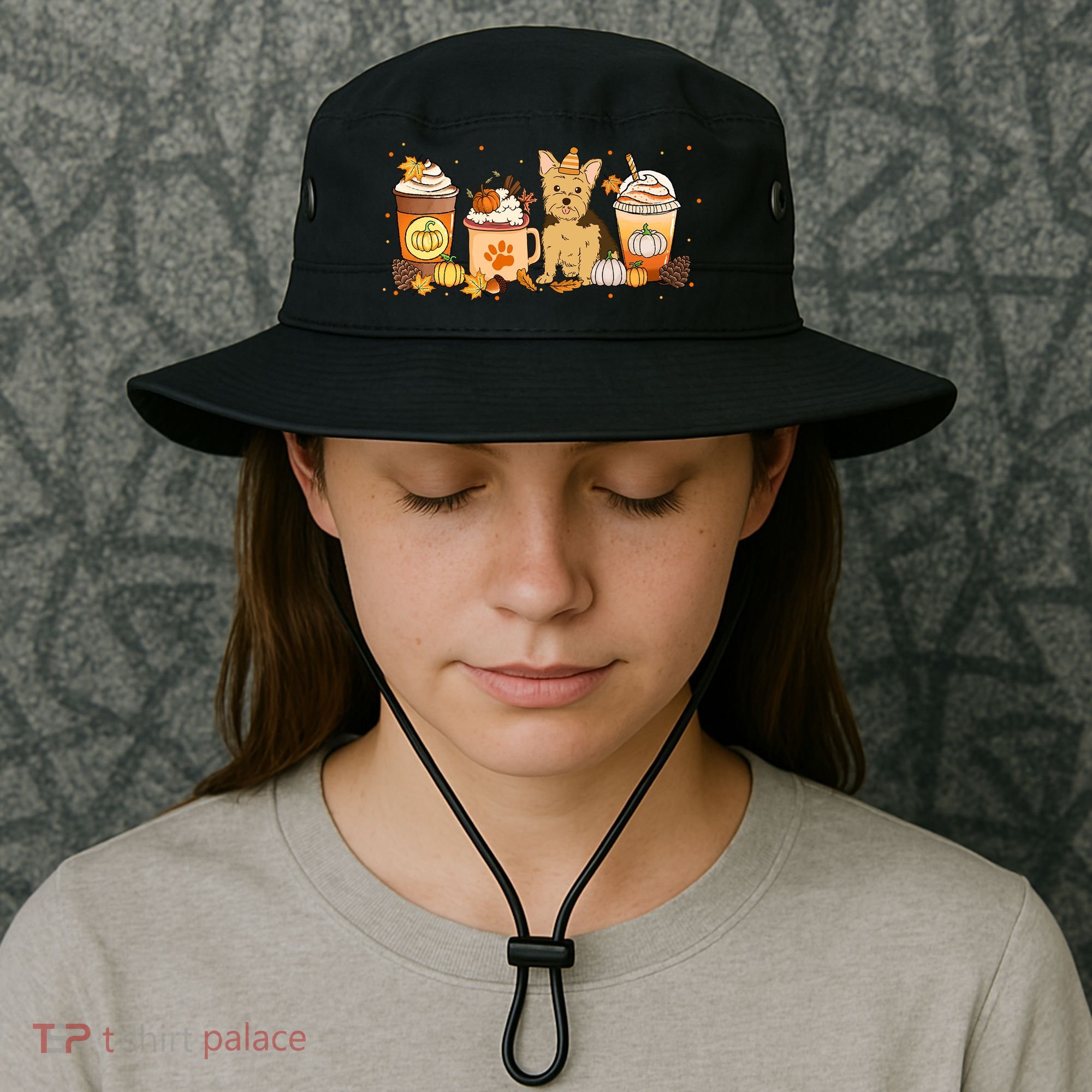 Yorkie Coffee Pumpkin Spice Dog Lovers Fall Thanksgiving Great Gift Bucket Hat