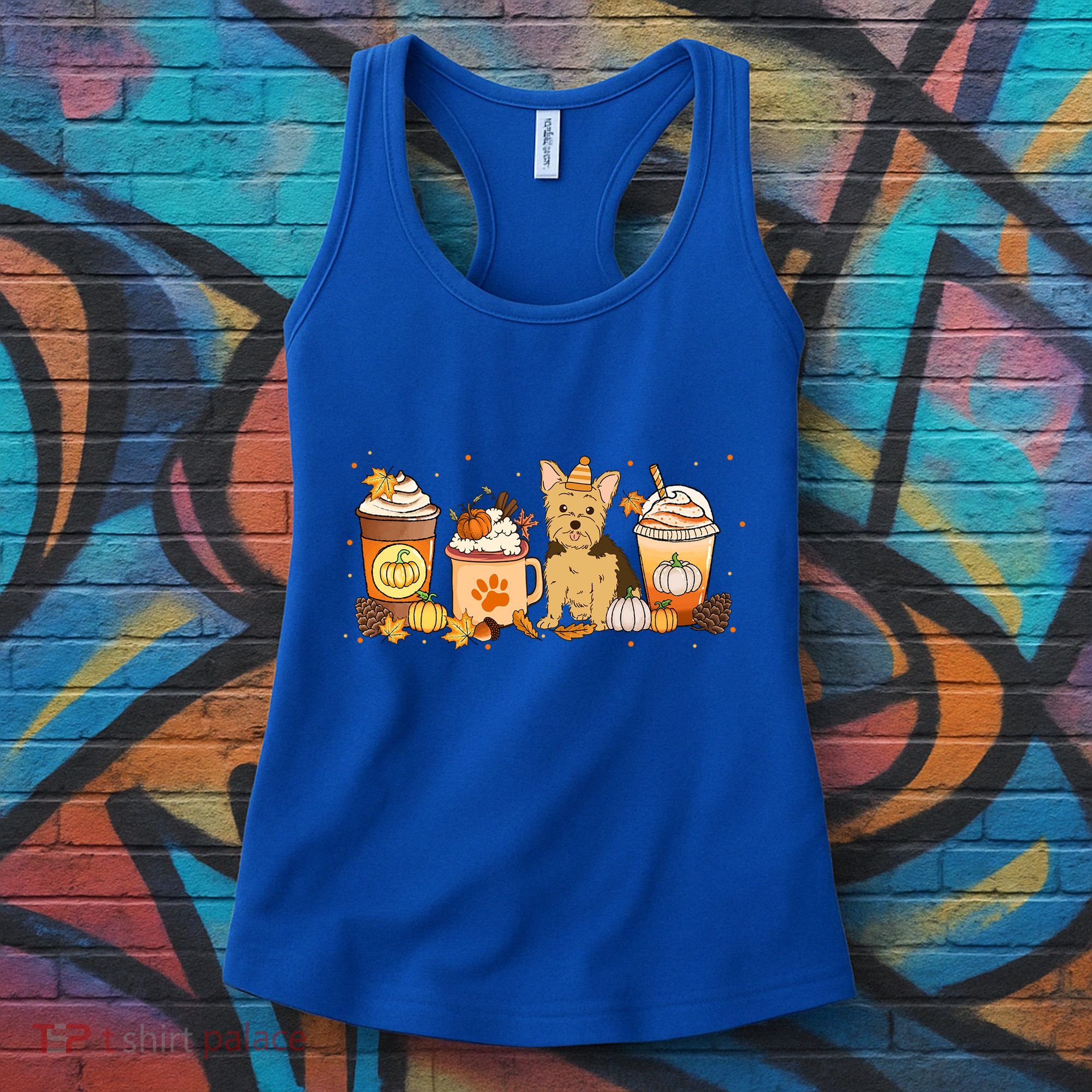 Yorkie Coffee Pumpkin Spice Dog Lovers Fall Thanksgiving Great Gift Women's Tank Top