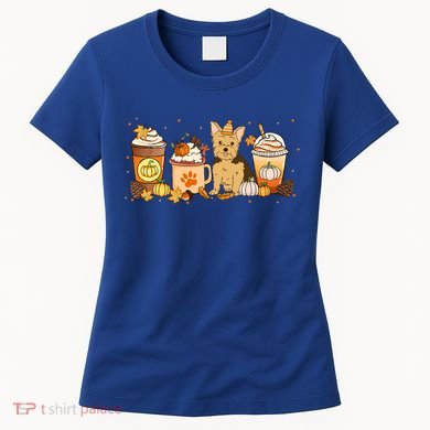Yorkie Coffee Pumpkin Spice Dog Lovers Fall Thanksgiving Great Gift Women's T-Shirt