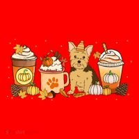Yorkie Coffee Pumpkin Spice Dog Lovers Fall Thanksgiving Great Gift Santa Hat thumb 1