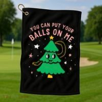 You Can Put Your Balls On Me Christmas Tree Golf Towel thumb 1