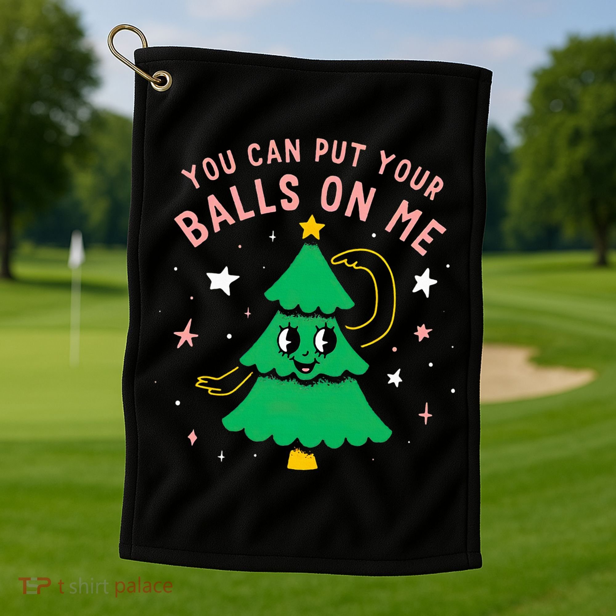 You Can Put Your Balls On Me Christmas Tree Golf Towel