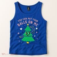 You Can Put Your Balls On Me Christmas Tree Tank Top thumb 2