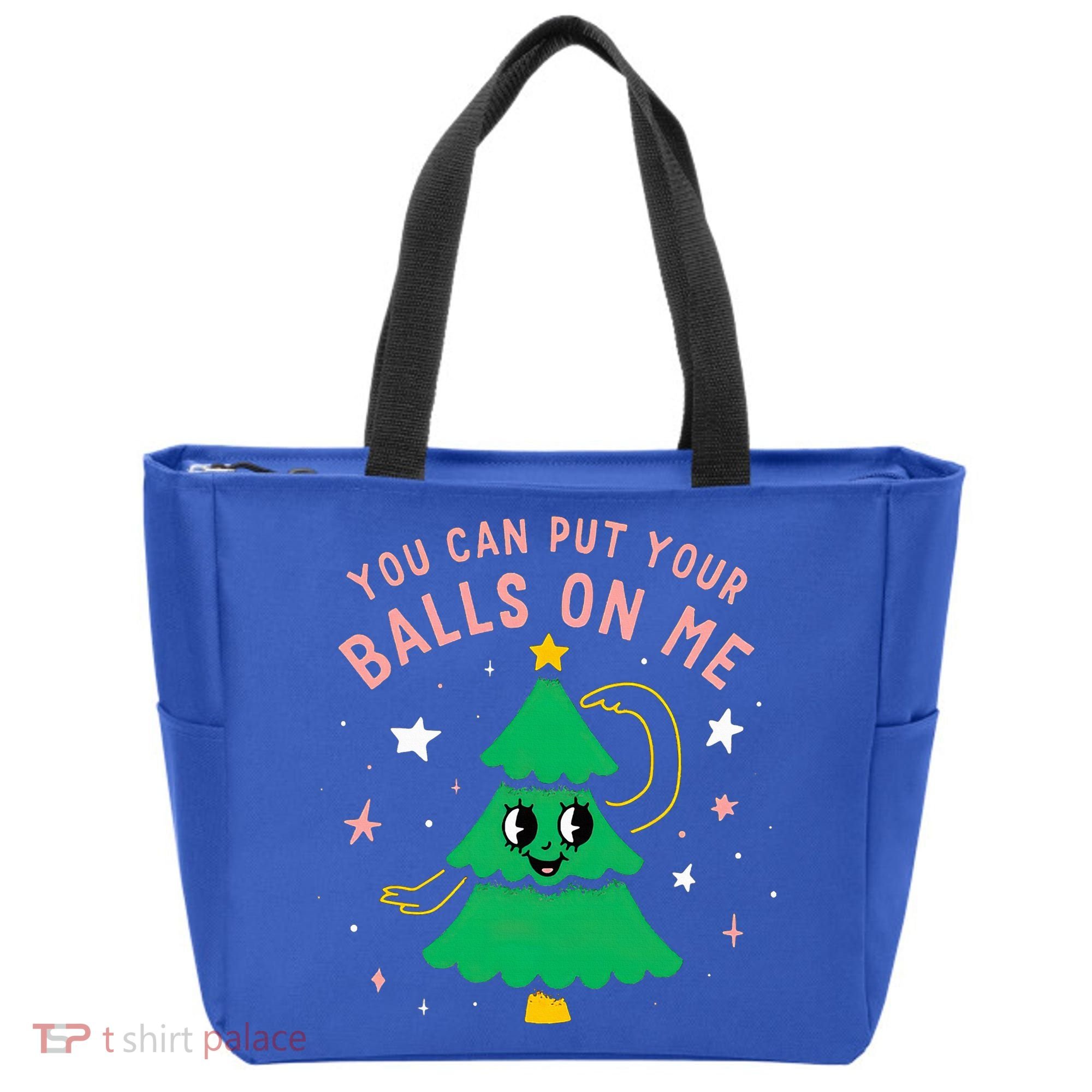 You Can Put Your Balls On Me Christmas Tree Tote Bag