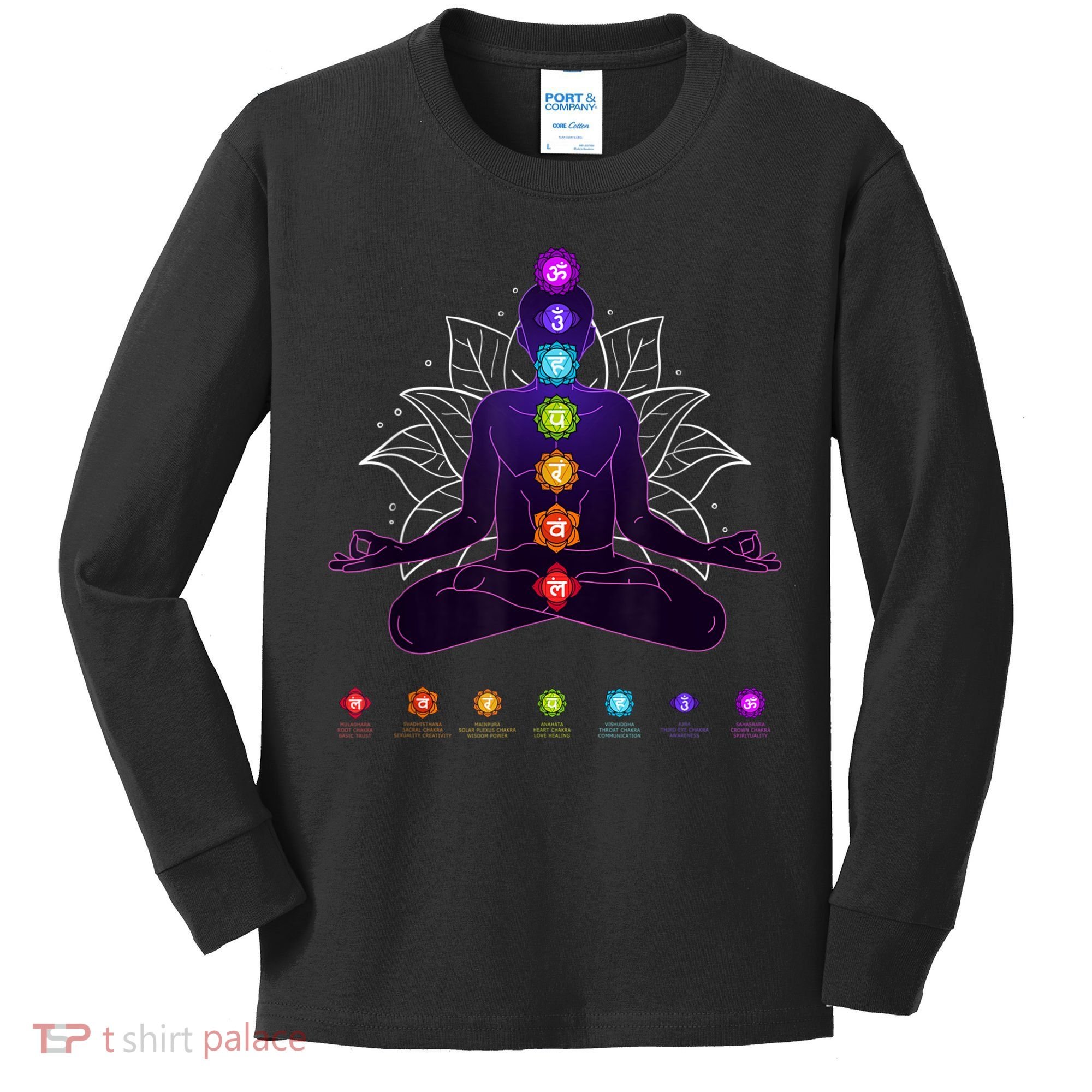 Yoga Chakra Spiritual Body System Meditation Kids Long Sleeve Shirt