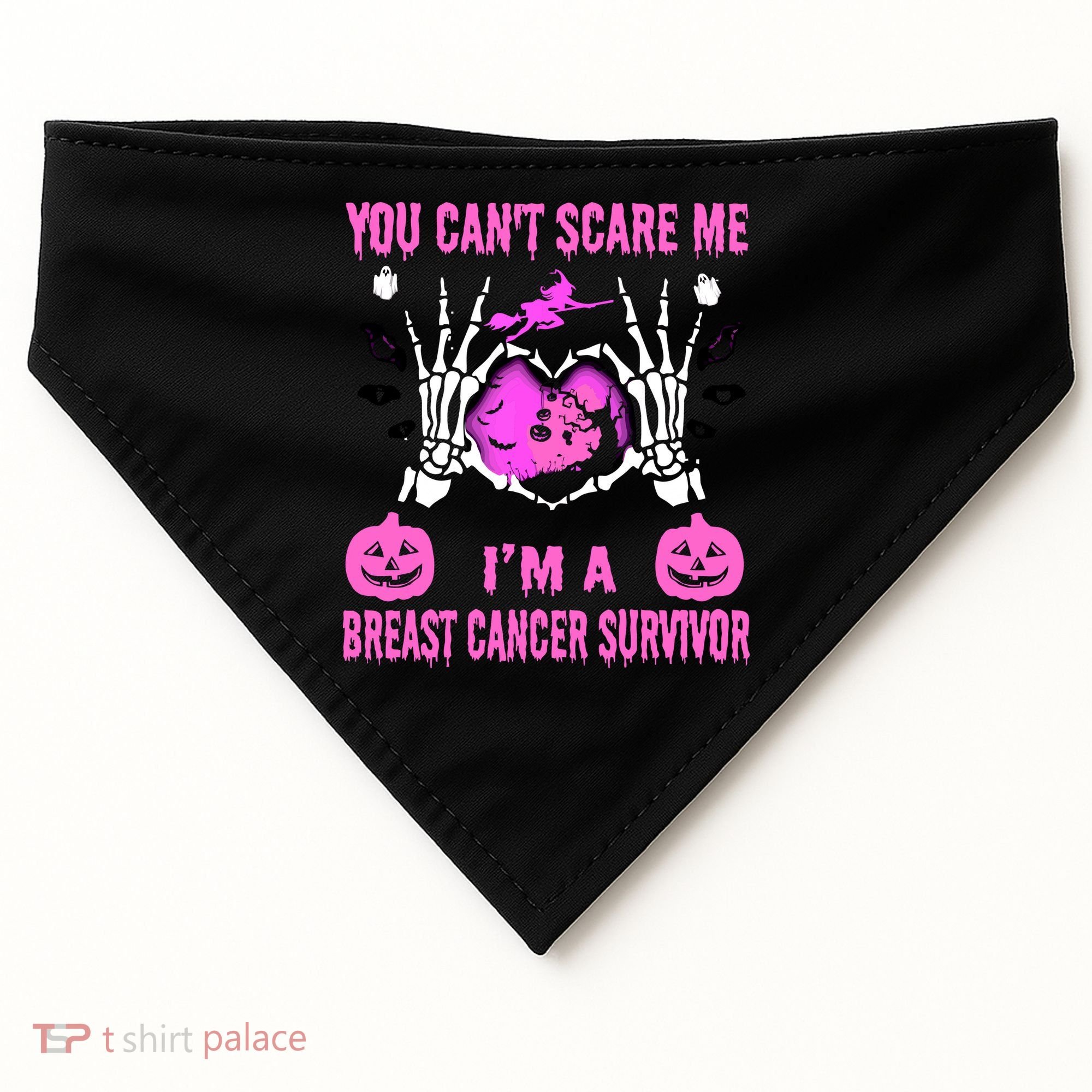 You Cant Scare Me Im A Breast Cancer Survivor Halloween USA-Made Doggie Bandana