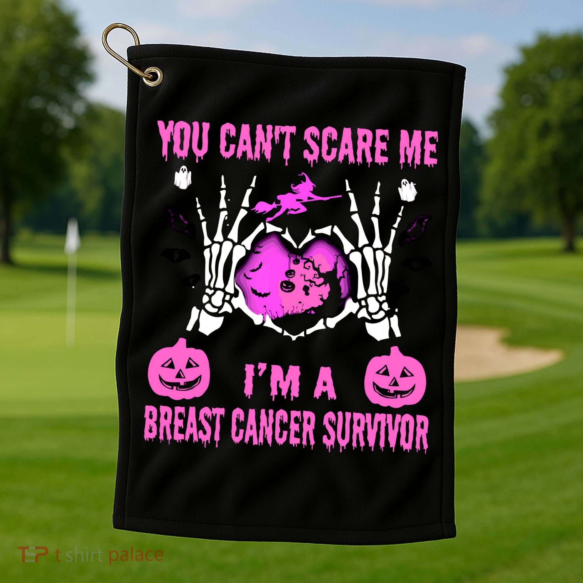 You Cant Scare Me Im A Breast Cancer Survivor Halloween Golf Towel