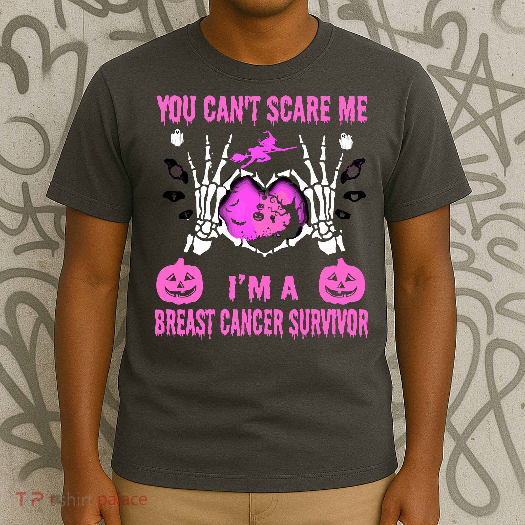 You Cant Scare Me Im A Breast Cancer Survivor Halloween T-Shirt