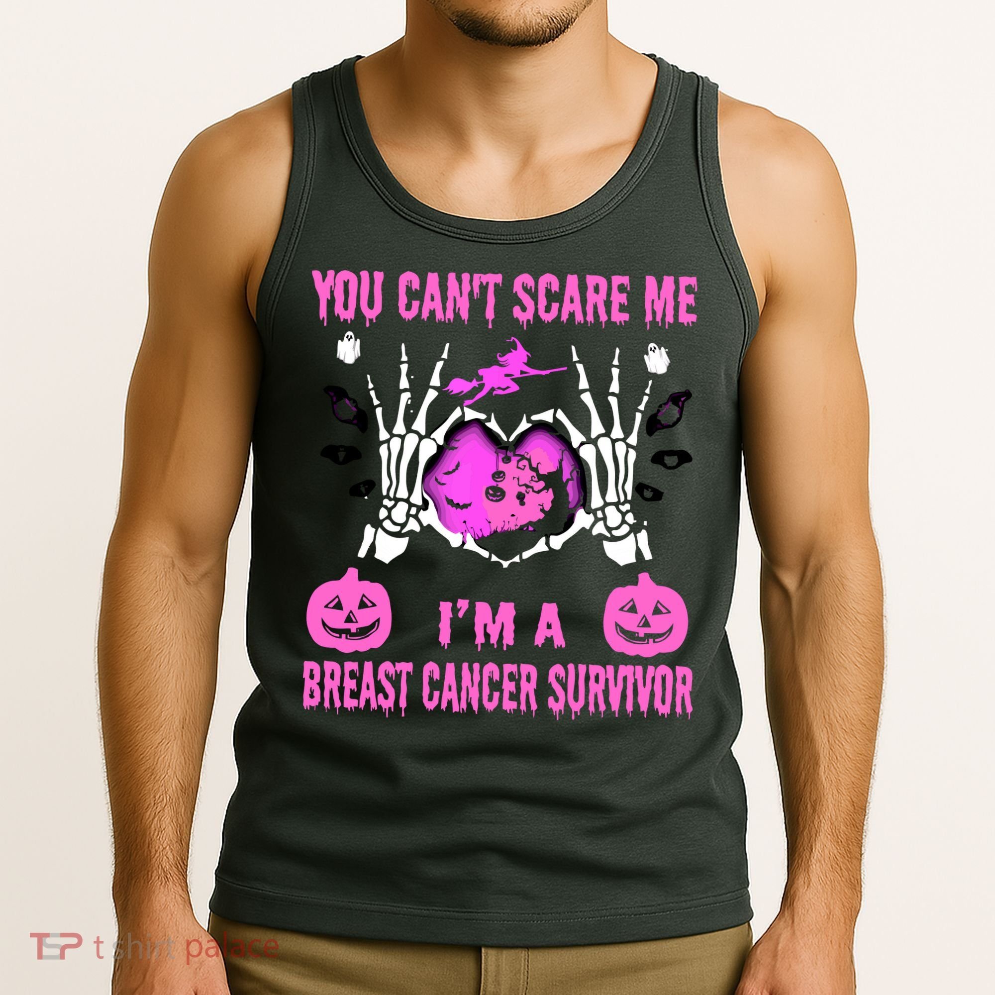 You Cant Scare Me Im A Breast Cancer Survivor Halloween Tank Top