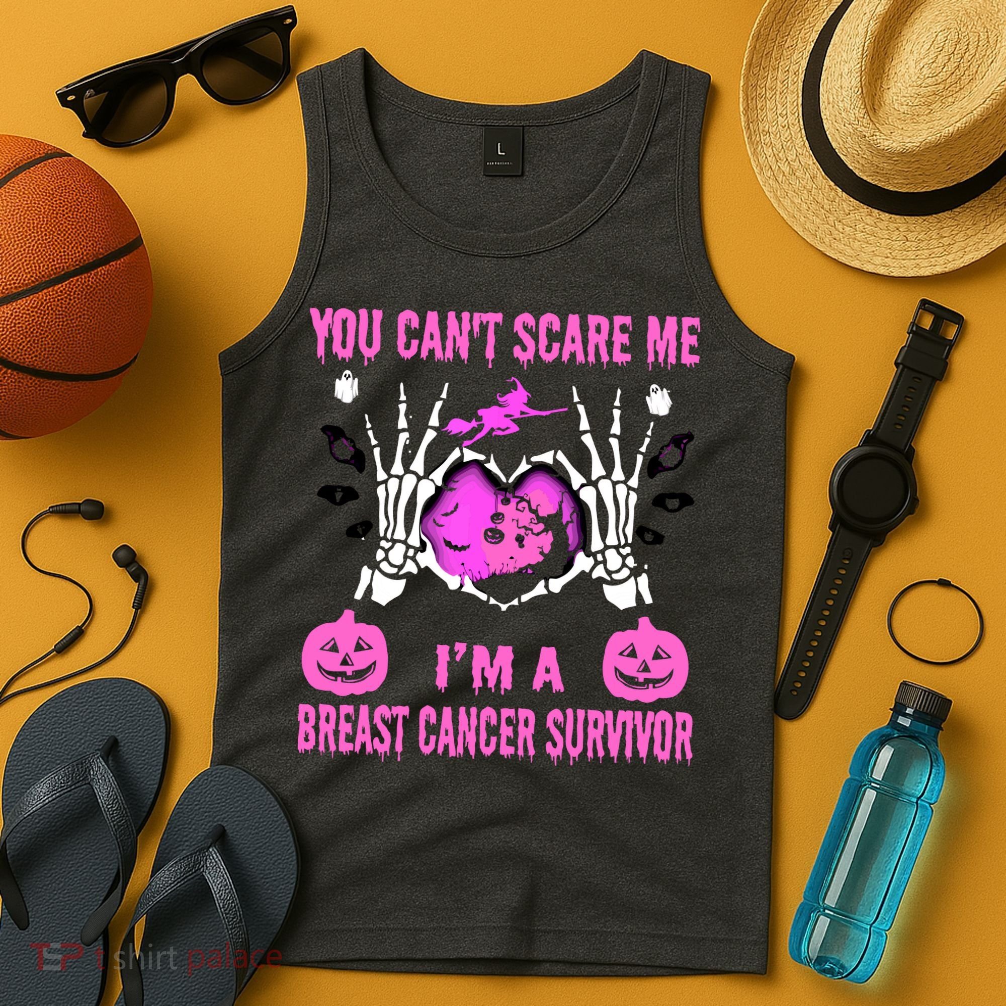 You Cant Scare Me Im A Breast Cancer Survivor Halloween Tank Top