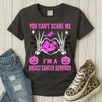 You Cant Scare Me Im A Breast Cancer Survivor Halloween Women's T-Shirt thumb 3