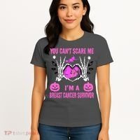 You Cant Scare Me Im A Breast Cancer Survivor Halloween Women's T-Shirt thumb 4