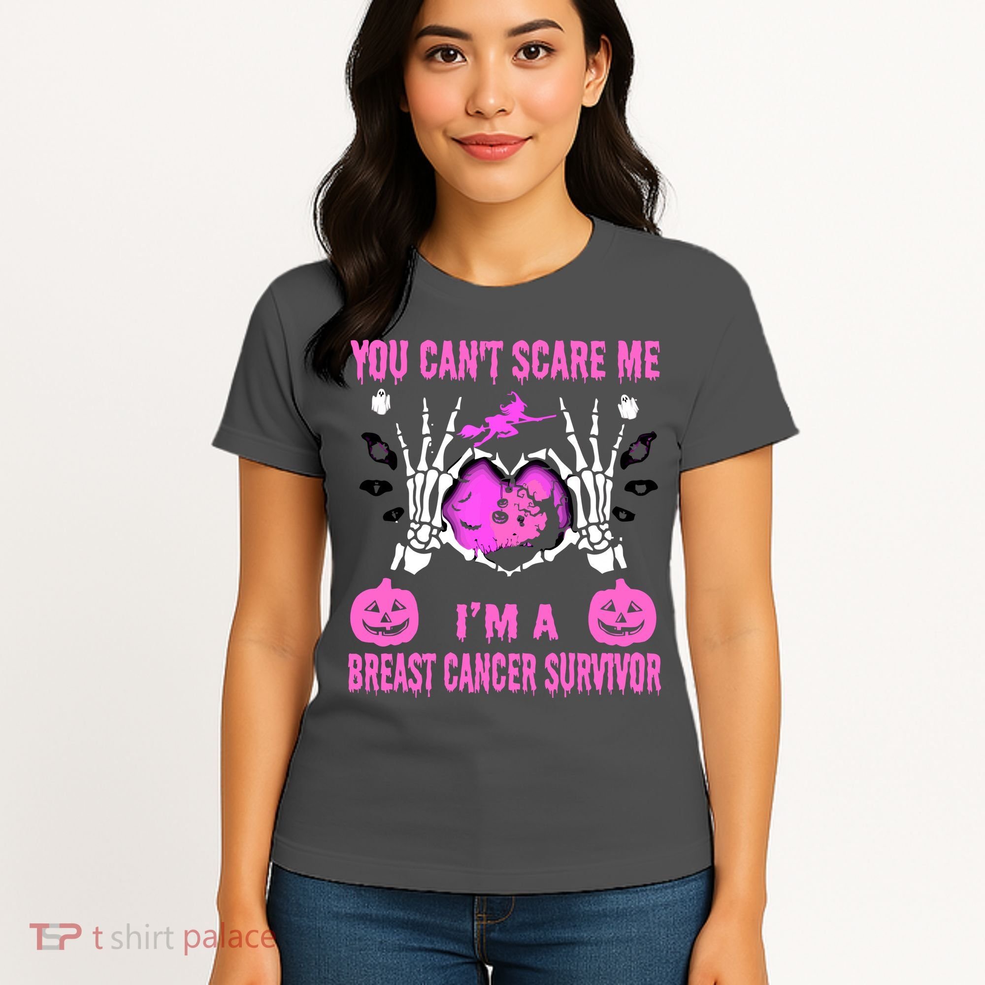 You Cant Scare Me Im A Breast Cancer Survivor Halloween Women's T-Shirt