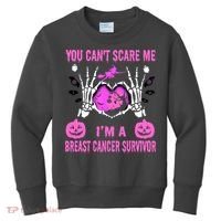 You Cant Scare Me Im A Breast Cancer Survivor Halloween Kids Sweatshirt thumb 0