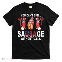 You Cant Spell Sausage Without USA 4th of July American Flag T-Shirt thumb 0