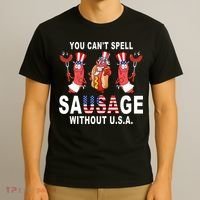 You Cant Spell Sausage Without USA 4th of July American Flag T-Shirt thumb 3
