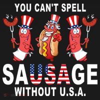 You Cant Spell Sausage Without USA 4th of July American Flag Polo thumb 3