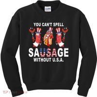 You Cant Spell Sausage Without USA 4th of July American Flag Kids Sweatshirt thumb 0