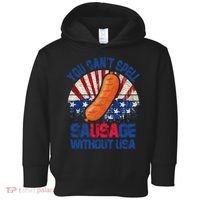 You Can't Spell Sausage Without USA, Funny 4th Of July Toddler Hoodie thumb 0