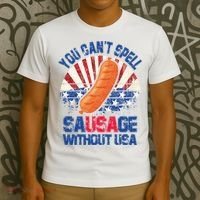 You Can't Spell Sausage Without USA, Funny 4th Of July T-Shirt thumb 3